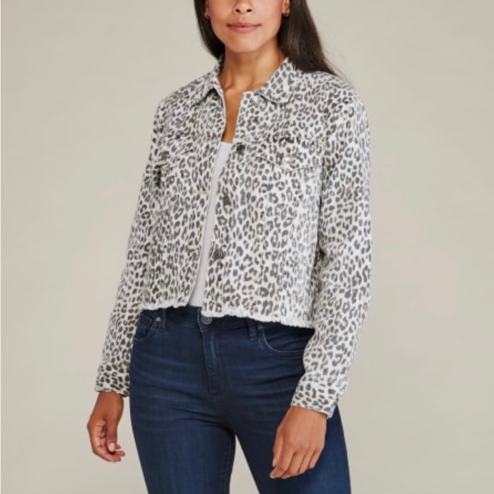 Leopard print jean jacket